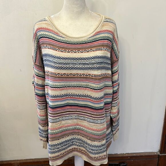 Chaps tan striped long sleeve cotton sweater Size 3 X - Picture 1 of 8